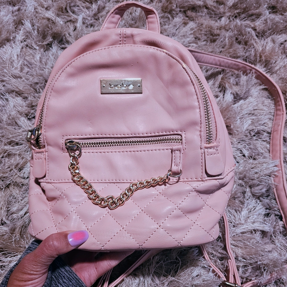 Bebe Blush Quilted Backpack with Gold Hardware